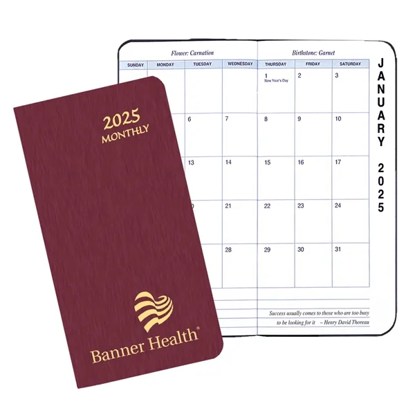 Saddle stitched monthly pocket planner with shimmer cover.... from ASI 76575 Payne Publishers Inc / Payne Publishers