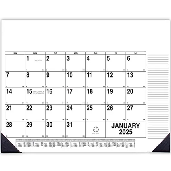 Side custom desk pad calendar, 12 months with two black vinyl... from ASI 76575 Payne Publishers Inc / Payne Publishers