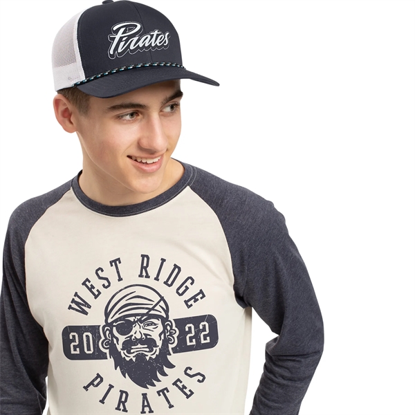 Trucker Snapback Braid Cap with mid-profile, pro-model crown.... from ASI 37461 Augusta Sportswear / Pacific Headwear