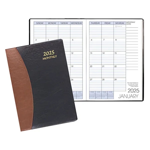 Saddle stitched monthly desk appointment planner with Carriage vinyl cover.... from ASI 76575 Payne Publishers Inc / Payne Publishers
