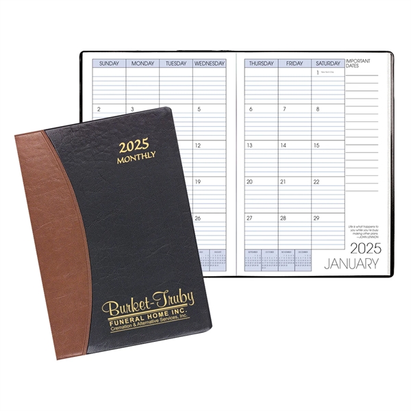 Saddle stitched monthly desk appointment planner with Carriage vinyl cover.... from ASI 76575 Payne Publishers Inc / Payne Publishers