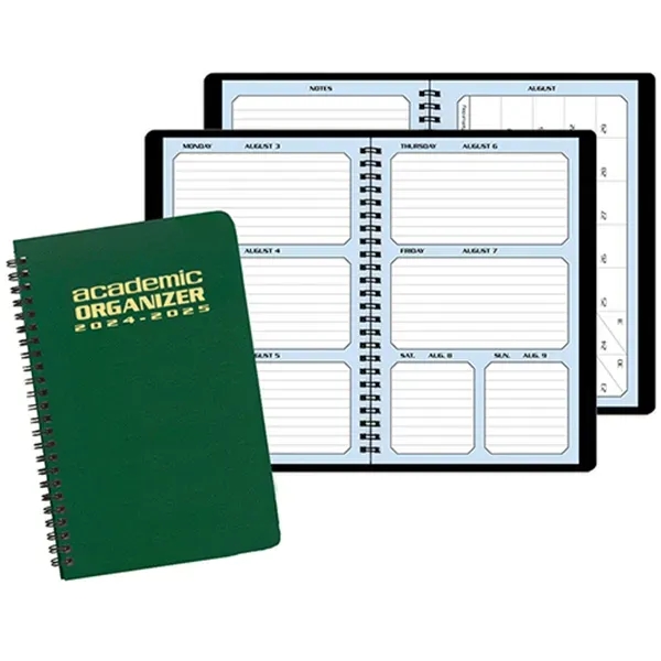 Wire-bound, academic weekly desk organizer planner with leatherette cover.... from ASI 76575 Payne Publishers Inc / Payne Publishers