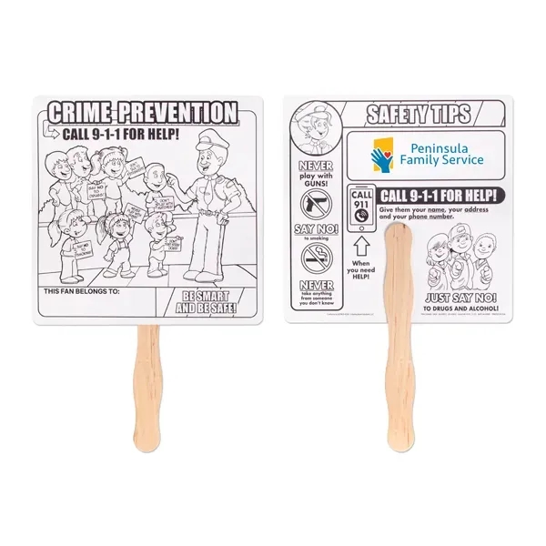 8" x 8" crime prevention hand fan with a handle.... from ASI 98360 WOWLine / WOWLine®