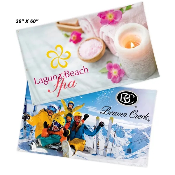 36" x 60" dye-sublimated printed custom flag printed on one side.... from ASI 93987 Martini-Vispak Inc.