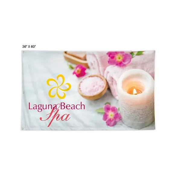 36" x 60" dye-sublimated printed custom flag printed on one side.... from ASI 93987 Martini-Vispak Inc.