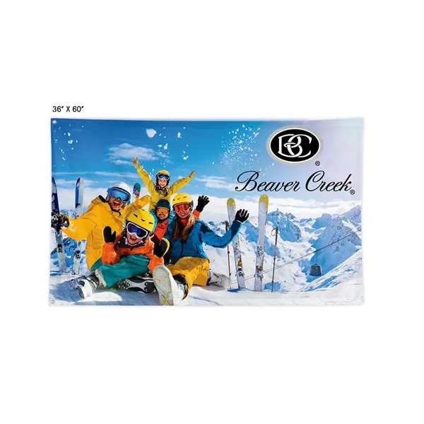 36" x 60" dye-sublimated printed custom flag printed on one side.... from ASI 93987 Martini-Vispak Inc.