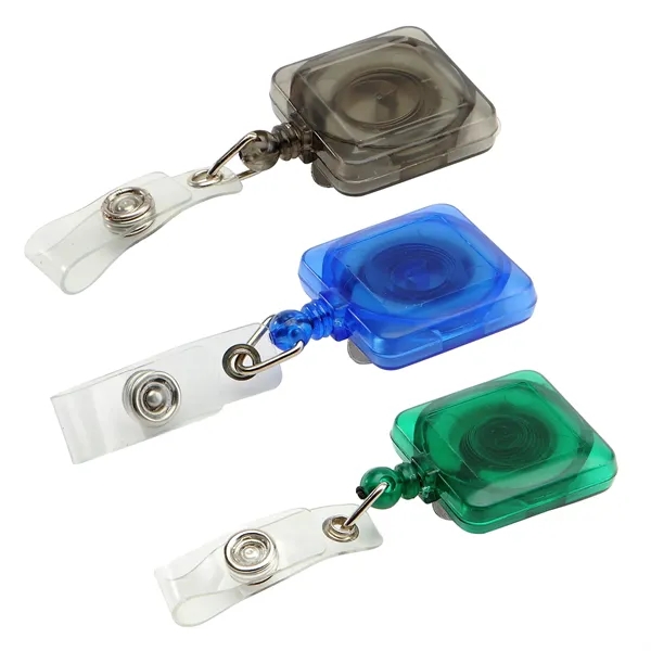 Retractable square shape badge reel with epoxy dome on 1 location... from ASI 37218 Athena Promo (tm)