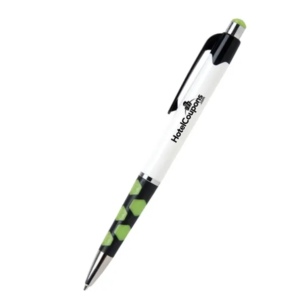 5.4" x 0.4" plunger-action plastic ballpoint pen with hexagonal rubber grip... from ASI 37218 Athena Promo (tm)