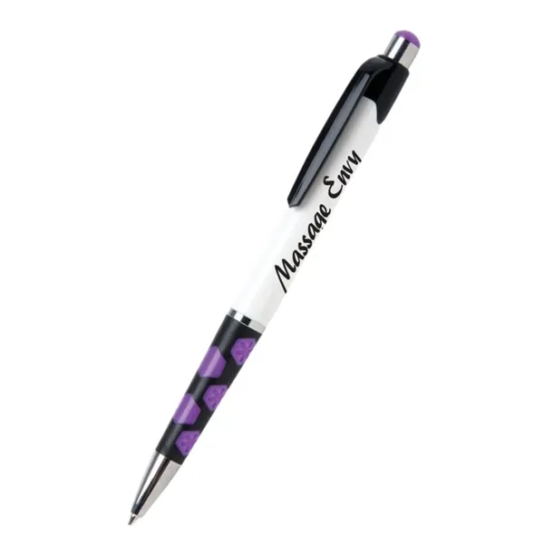 5.4" x 0.4" plunger-action plastic ballpoint pen with hexagonal rubber grip... from ASI 37218 Athena Promo (tm)
