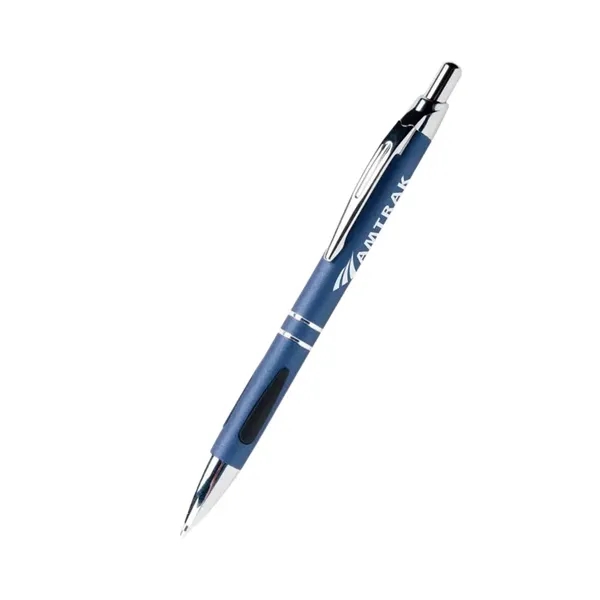 5.60" x 0.4" plunger-action ballpoint metal pen with dewdrop grip, chrome... from ASI 37218 Athena Promo (tm)