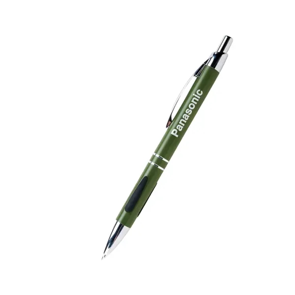 5.60" x 0.4" plunger-action ballpoint metal pen with dewdrop grip, chrome... from ASI 37218 Athena Promo (tm)