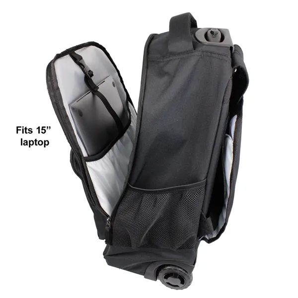 21"H x 13.5"W x 10"G wheeled backpack with adjustable straps, telescoping... from ASI 37980 Bagworld