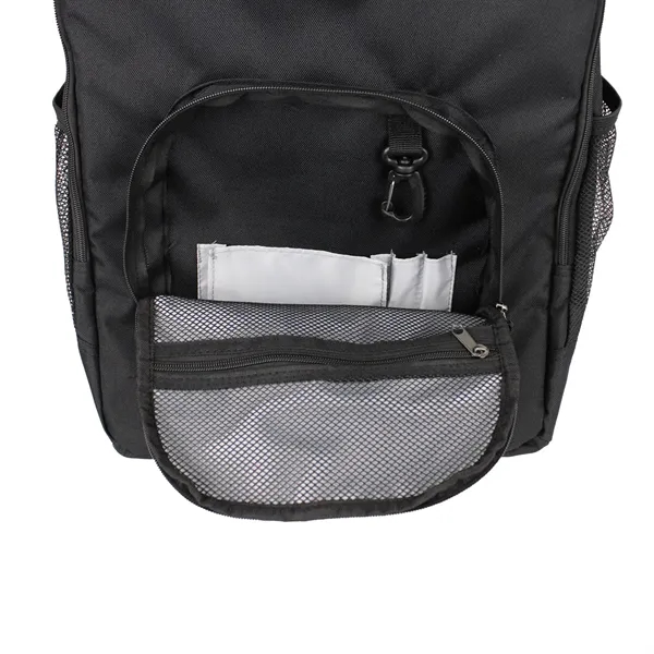 21"H x 13.5"W x 10"G wheeled backpack with adjustable straps, telescoping... from ASI 37980 Bagworld