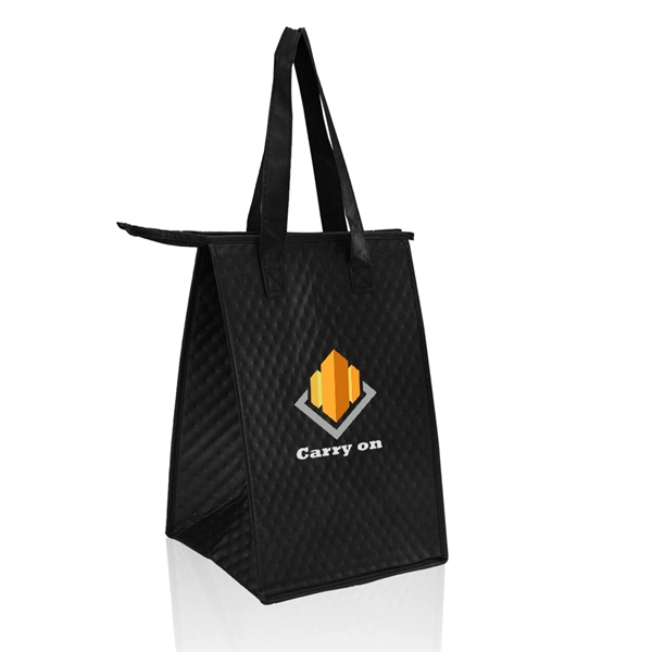 Reusable tote bag with zipper closure, thermal lining, reinforced bottom panel... from ASI 39552 BEL Promo