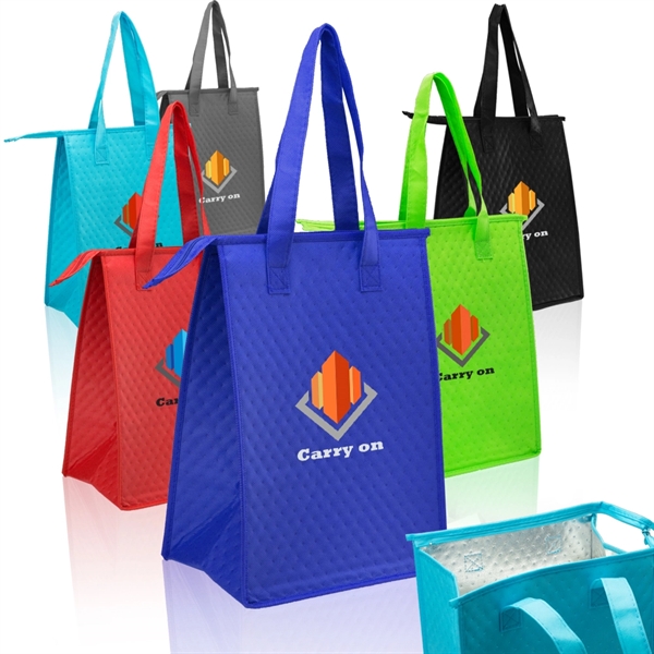 Reusable tote bag with zipper closure, thermal lining, reinforced bottom panel... from ASI 39552 BEL Promo