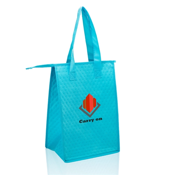 Reusable tote bag with zipper closure, thermal lining, reinforced bottom panel... from ASI 39552 BEL Promo