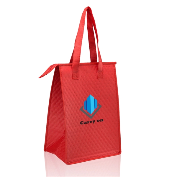 Reusable tote bag with zipper closure, thermal lining, reinforced bottom panel... from ASI 39552 BEL Promo