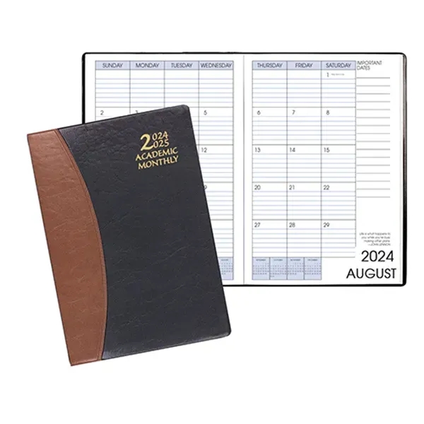 Saddle-stitched academic monthly desk planner with carriage vinyl cover.... from ASI 76575 Payne Publishers Inc / Payne Publishers