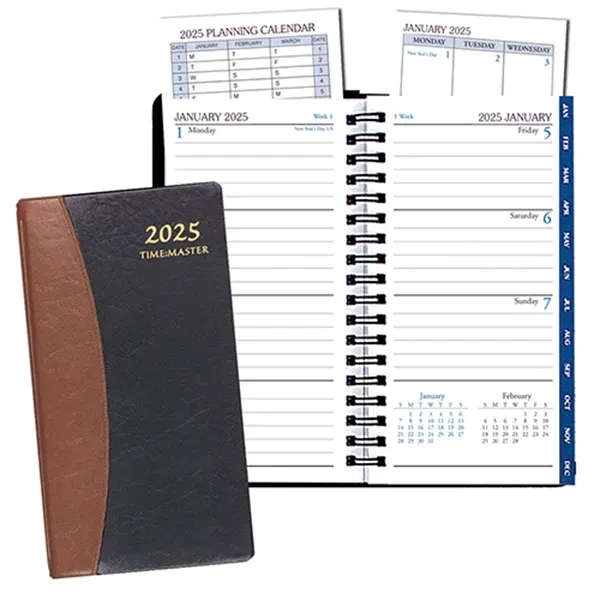 Wire bound time management planner with Carriage vinyl cover.... from ASI 76575 Payne Publishers Inc / Payne Publishers