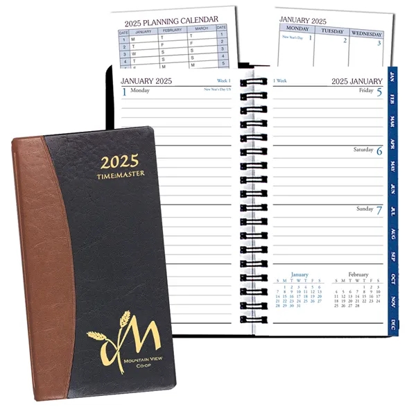 Wire bound time management planner with Carriage vinyl cover.... from ASI 76575 Payne Publishers Inc / Payne Publishers