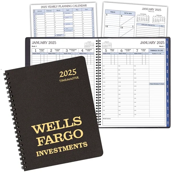 Wire bound time management planner with leatherette cover.... from ASI 76575 Payne Publishers Inc / Payne Publishers