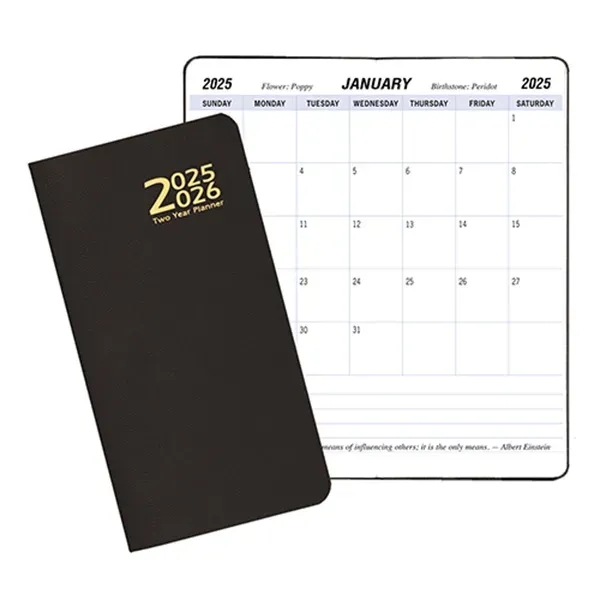 Two year pocket planner with horizontal format and leatherette cover.... from ASI 76575 Payne Publishers Inc / Payne Publishers