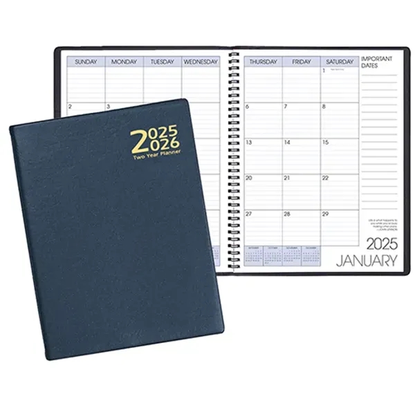 Wire-bound two year monthly desk planner with Continental vinyl cover.... from ASI 76575 Payne Publishers Inc / Payne Publishers