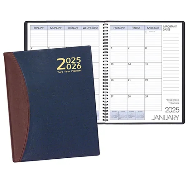 Wire-bound two year monthly desk planner with Carriage vinyl cover.... from ASI 76575 Payne Publishers Inc / Payne Publishers