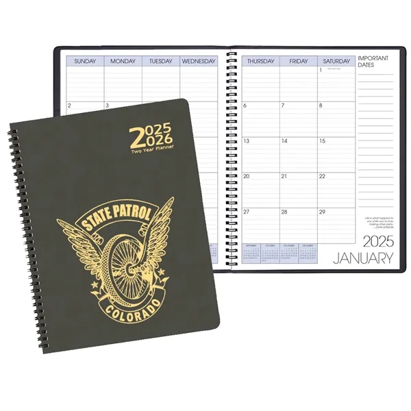 Wire-bound two year monthly desk planner with Canyon cover.... from ASI 76575 Payne Publishers Inc / Payne Publishers