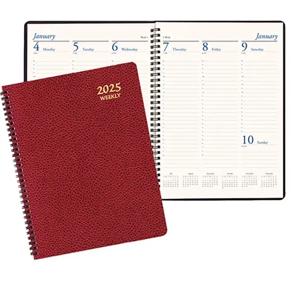 Wire-bound, professional weekly desk planner with cobblestone cover.... from ASI 76575 Payne Publishers Inc