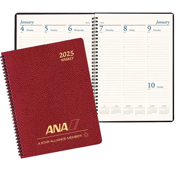 Wire-bound, professional weekly desk planner with cobblestone cover.... from ASI 76575 Payne Publishers Inc
