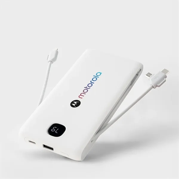 A 10,000 mAh Power Bank featuring built in cables for any... from ASI 91435 Tomax USA / Tomax