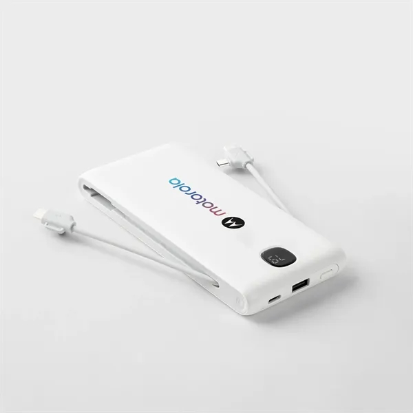 A 10,000 mAh Power Bank featuring built in cables for any... from ASI 91435 Tomax USA / Tomax