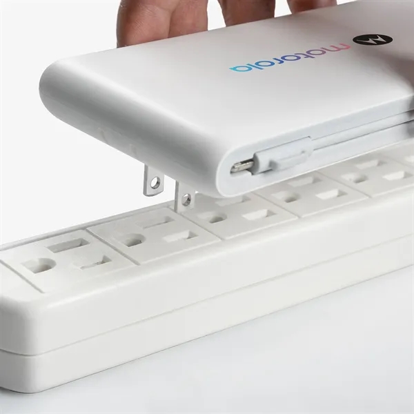 A 10,000 mAh Power Bank featuring built in cables for any... from ASI 91435 Tomax USA / Tomax