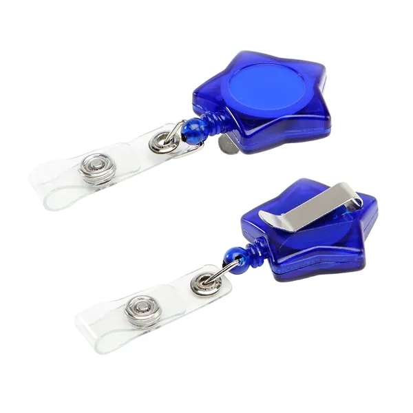 Retractable star shape badge reel with epoxy dome on 1 location... from ASI 37218 Athena Promo (tm)