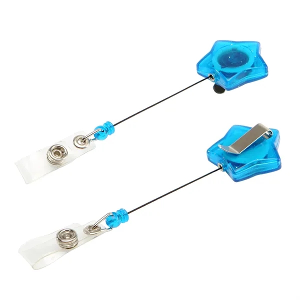 Retractable star shape badge reel with epoxy dome on 1 location... from ASI 37218 Athena Promo (tm)