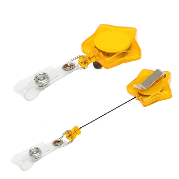 Retractable star shape badge reel with epoxy dome on 1 location... from ASI 37218 Athena Promo (tm)