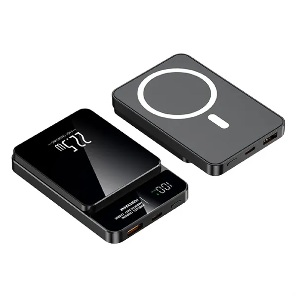 Digital fast charging magnetic wireless power bank - 5000 mAh plus... from ASI 37218 Athena Promo (tm)