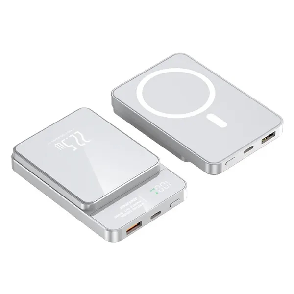 Digital fast charging magnetic wireless power bank - 5000 mAh plus... from ASI 37218 Athena Promo (tm)