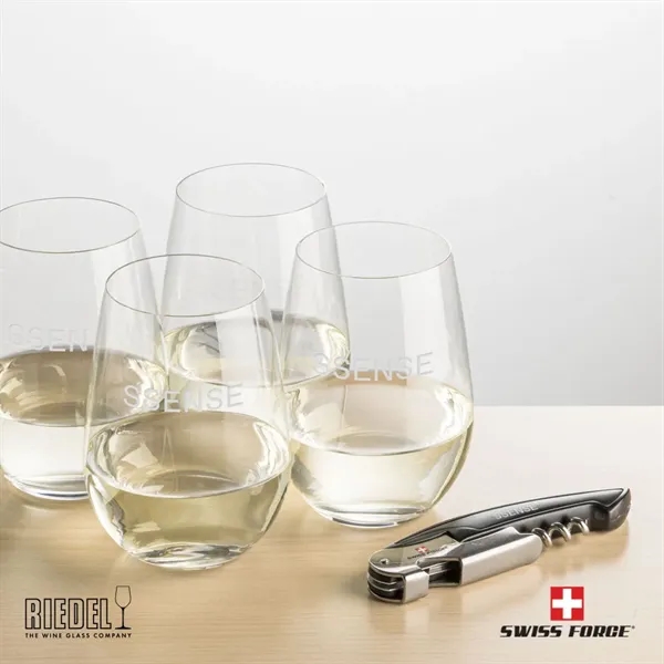 The RIEDEL Stemless Wine Glasses and Swiss Force® Impressive Wine Tool... from ASI 84592 St Regis Group