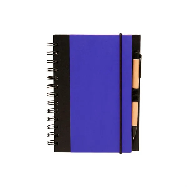 Eco spiral notebook with pen with 1 color silkscreen imprint on... from ASI 37218 Athena Promo (tm)