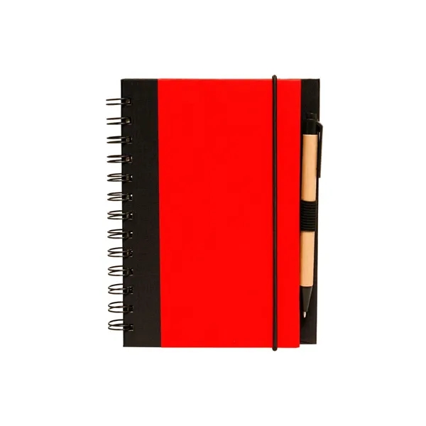Eco spiral notebook with pen with 1 color silkscreen imprint on... from ASI 37218 Athena Promo (tm)