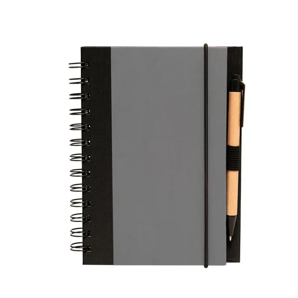 Eco spiral notebook with pen with 1 color silkscreen imprint on... from ASI 37218 Athena Promo (tm)