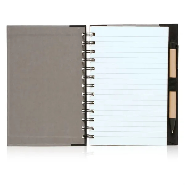 Eco spiral notebook with pen with 1 color silkscreen imprint on... from ASI 37218 Athena Promo (tm)