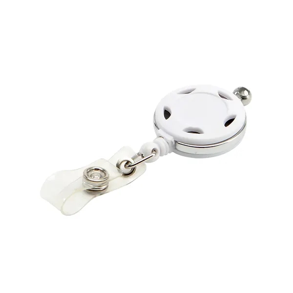 Retractable round shape metal badge reel with epoxy dome on two... from ASI 37218 Athena Promo (tm)