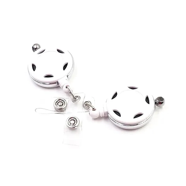 Retractable round shape metal badge reel with epoxy dome on two... from ASI 37218 Athena Promo (tm)