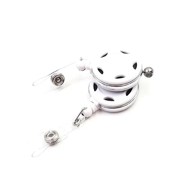 Retractable round shape metal badge reel with epoxy dome on two... from ASI 37218 Athena Promo (tm)