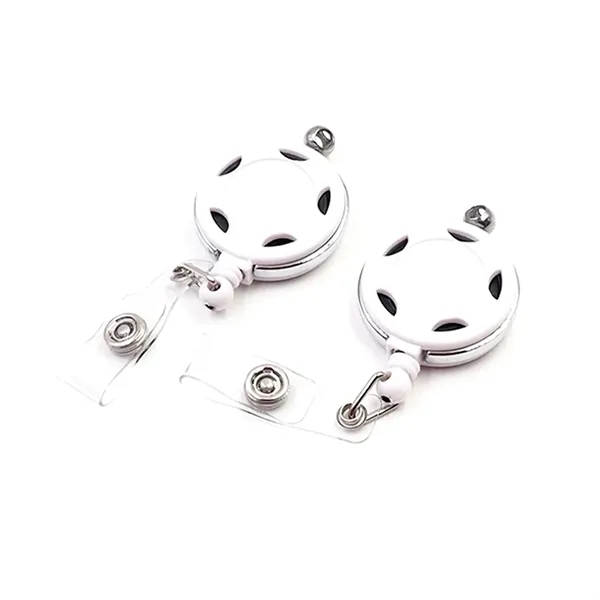 Retractable round shape metal badge reel with epoxy dome on two... from ASI 37218 Athena Promo (tm)