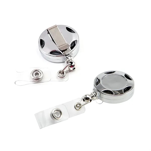 Retractable round shape metal badge reel with epoxy dome on 1... from ASI 37218 Athena Promo (tm)