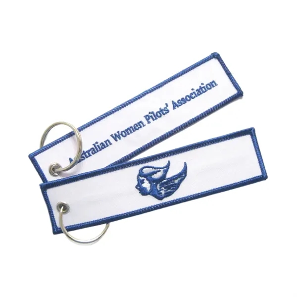 Embroidered keychain with metal ring plus 1 color embroidery on both... from ASI 37218 Athena Promo (tm)